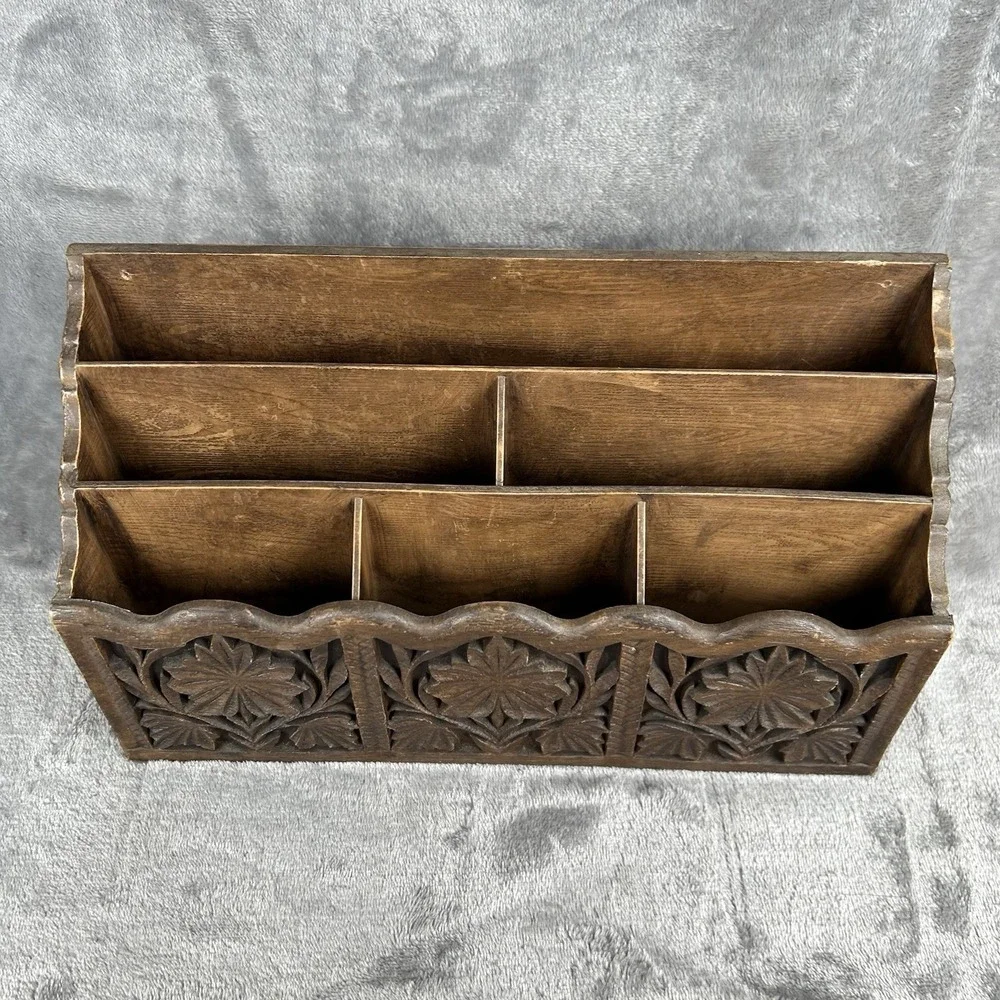 Vintage Lerner Faux-Wood‎ Letter Holder Desk Top Organizer Boho Chic Cottagecore